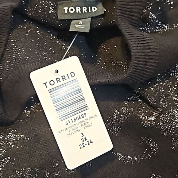 Torrid Black Mini Jacquard Bodycon Dress NWT Sizes: 2XL, 3XL - Picture 6 of 15